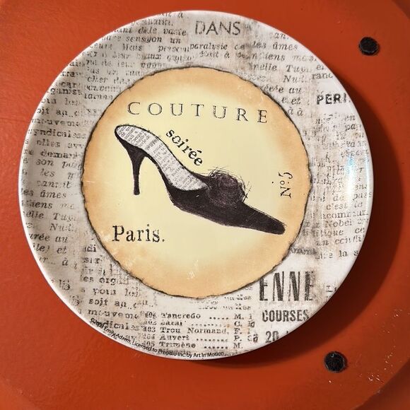 Precioso Set of 4 Paris No 5 Soirée Couture Mini Petite Dessert Stiletto Plates - Picture 8 of 9